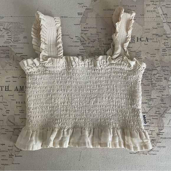 MOLO Rolfia Smocked Top Size 134 -140 9/10 Summer Sand - Picture 3 of 9